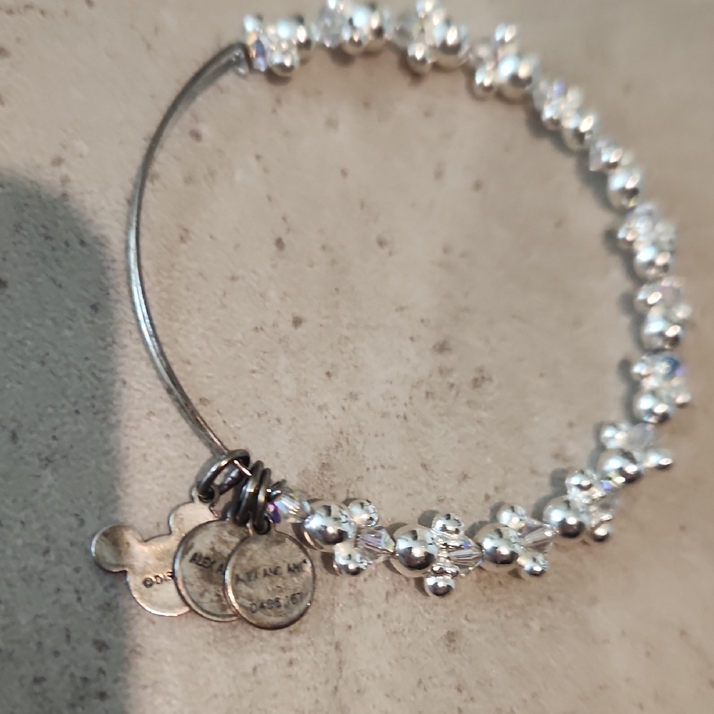 Alex and Ani Silver Beaded Charm Bangle Bracelet